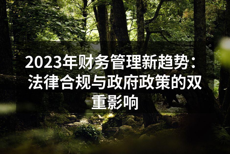 2023年财务管理新趋势：法律合规与政府